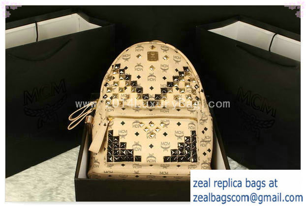 High Quality Replica MCM Stark Backpack Jumbo in Calf Leather 8100 Apricot